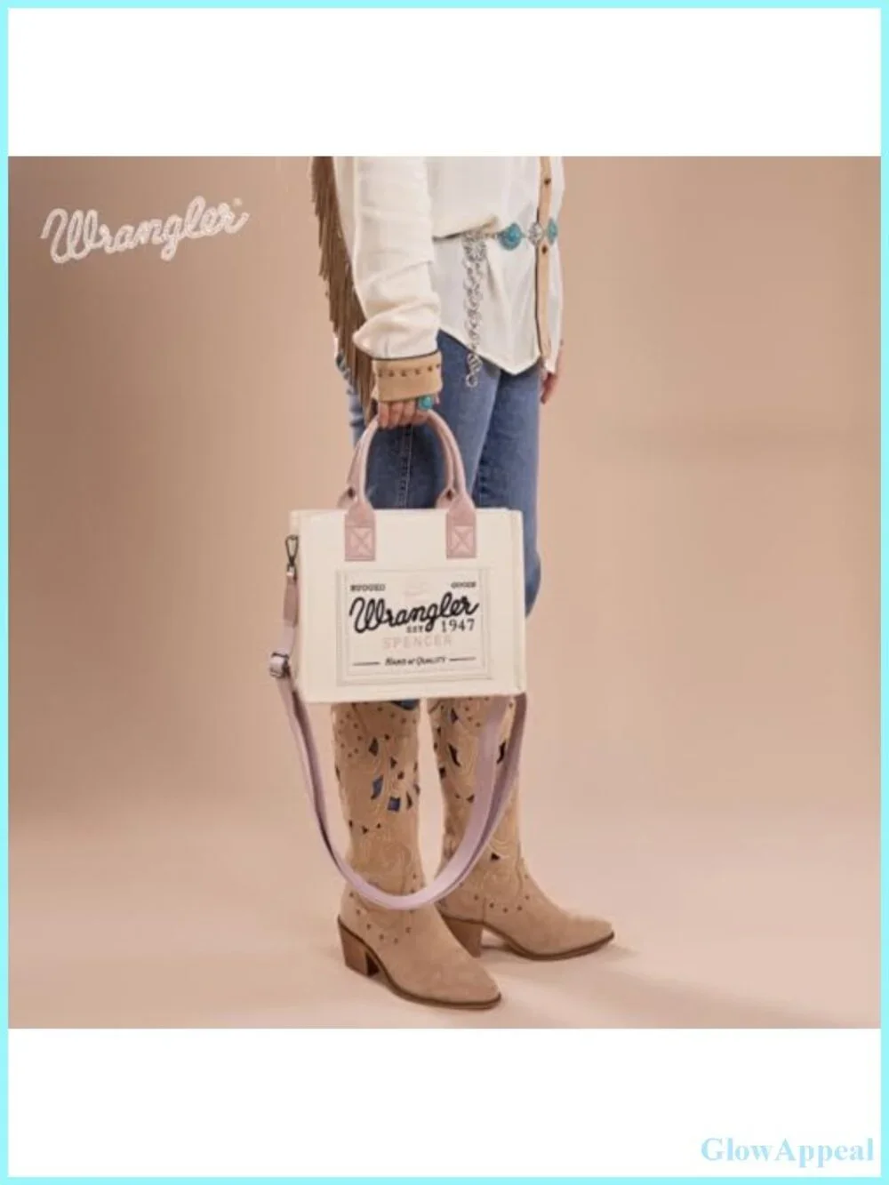 Women's Canvas Tote Bag with Top Zip Pockets